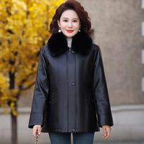 Žieminė aksominė pastorinta odinė striukė moteriška su nuimamu pamušalu odinė medvilninė striukė 5XL [Recommended 150-80 kg] black