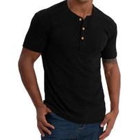 Men's Summer Cotton T-shirt High Quality Cozy Casual Simple Style Slim Fit Solid Short Sleeve Male Button Tees Breathable Tops EU S juoda