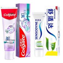 Colgate 360 Gum Care & Sensodyne Sensitive Toothpaste Bundle blue