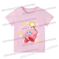 Kirbys Short Sleeve T-shirt Boys Girls Tops Clothes Cartoon Cotton Tshirt Cute Anime Casual Clothing Tee Fashion Y2K Tshirt Gift 130 white