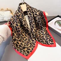 Vintažinis 70*70cm Skara Aukštos kokybės Šilkinis Leopardų Rašto Galvos Apdangalas Moteriški Aksesuarai Madinga Kaklaskarė Bandana Plaukų Apvyniojimas Hidžabas 66-70cm black