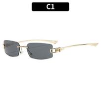 New Frameless Star Box Sunglasses Female Millennium Spice Girl Style Personalized Metal Star Glow Anti-Ultraviolet Sunglasses gray