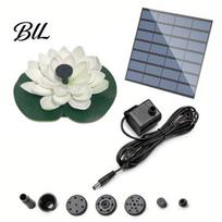 Decorative Solar Fountain Lotus Water with Spray Nozzles Floating Lily Bird Bath Outdoor Outside Garden Pond Pool Pump Decoration gray