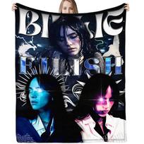 Bille Eilish Themed Soft Flannel Blanket - Vibrant All-Season Comfort for Sofa Bed Car Office Ideal Winter Decor Custom blankets Size: 75*100cm, Weight: 230 GSM gray