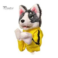 Entertaining Animal Themed Puppets Boxing Husky Hand Puppet, Fighting Glove Toy with Sound Sounding Plush Toys for Pets Effects, Kung Fu Dog Dog black