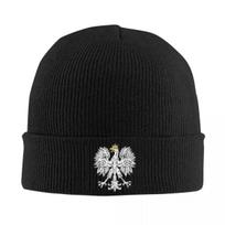 New    Polish Crest Logo Knitted Hat Beanie Autumn Winter Hats Warm Hip Hop Polska Cap For Men Women One Size black