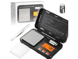 Svarstyklės 200 g / 0,01 g, LCD ekranas, baterijų svareliai