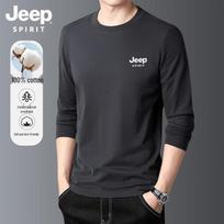 JEEP SPIRIT Men's Pure Cotton Long Sleeve Round Neck T-Shirt