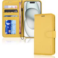 iPhone 15 Leather Wallet Case, Flip Protective Case Cover with Wallet Card Holder, Stand and Wrist Strap PU Leather Case with Magnetic Closure