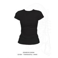 Small Spice Girl Front Shoulder Short Sleeve T-Shirt Women's New Summer Slim Skinny Bottom Shirt Versatile Short Top S juoda