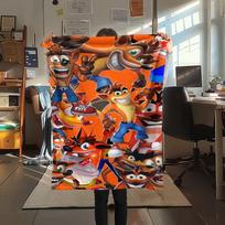 1Pc Crash Bandicoot Print Flannel Blanket, High quality Comfortable for All Seasons, Home Decor, Warmth and Comfort, Perfect for Christmas Gifts26 80cm x 120cm gray