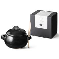 Banko Ware Rice Cooker with Bamboo Rice Hare to Clay Made in and Oven for Rice Cooking and &NE Paddle, Ke, Black, 3-cup capacity, Pot, Japan, Gas, gray