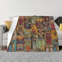 The Major Arcana Tarot UltraSoft Fleece Throw Blanket Warm Flannel Spiritual Bedspread for Home Decor Size: 75*100cm, Weight: 230 GSM brown