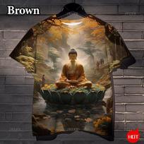 Harajuku 3D Print Buddha Sakyamuni Buddhist T Shirt Ancient India Spiritual Totem Kid Streetwear T-shirts Fashion Mens Clothing XXS brown