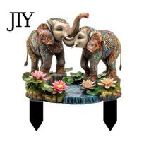 Garden Art Stake Cute Animal Stake, 2D Acrylic Chickens Elephants Yard Waterproof Outdoor Squirrel Decoration for Lawn Flower Bed Planter Decor Shaped A beige