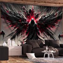 Dark Grim Reaper Tapestry Black Red Winged Death Wall Hanging for Bedroom Halloween Spooky Home Decor 100X70CM black