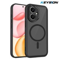 KEYSION magnetinis telefono dėklas HONOR 400 Pro 5G, silikoninis+PC, matinis, permatomas, skaidrus, atsparus smūgiams galinis dangtelis Honor 400 Lite 5G for Honor 400 juoda