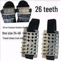 Unisex 26 dantų neslystantys ledo spygliukai sniegui ir ledui su lengvais batų spygliukais gray