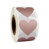 300 lapų/ritinėlis širdelės formos nulupamų lipdukų, rožinio aukso, Kawaii mokyklinių lipdukų, padėkos kortelių pakuotėms, raštinės reikmenys, pasidaryk pats pink gray