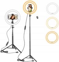 LED žiedinė lempa su 25,5 cm stovu, telefonu laikikliu ir 149 cm trikoju, nuotolinio valdymo pultas