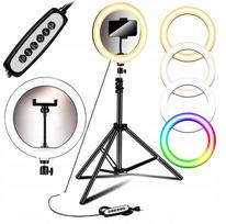 LED žiedinė RGB lempa makiažui