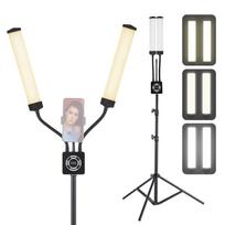 LED lempa blakstienoms ir makiažui su stovu, dviguba, 40W