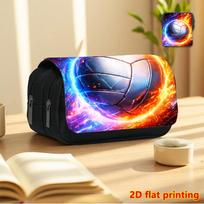 1pc Iridescent Volleyball-Themed Pencil Case Suitable for Boys & Girls - Large Capacity Double-Layer Flip-Top School Organizer with Iridescent Cover, 20x9x11cm blue