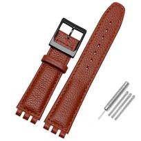 Leather watch strap waterproof for Swatch YIS415/414 YCS YAS YGS 17mm replace Cowhide watch band concavo convex watch bracelet 17mm brown