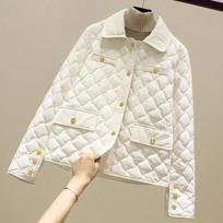 Women Fashion Solid Casual Rhomboid Thicken Warm Parkas Winter Single Breasted Vintage Jackets Y2K All Match Loose Coats S juoda