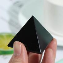 Obsidiano piramidė natūralus poliruotas paviršius namų papuošalai stalo dekoras black