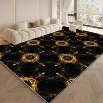 VIKAMA Luxury Black Gold Living Room Rugs for Living Room Bedroom Sofa Table Bedside Large Area Rug Home Decor Non-slip Doormat 40x60cm black