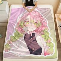1PC Demon Slayer Print Flannel Blanket, High quality All Seasons, Home Decor, Warmth and Comfort, Perfect for Christmas Gifts 80cm x 120cm beige