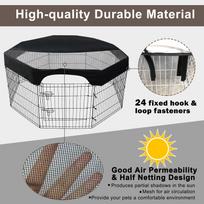 24 Inch Dog Playpen Cover, 8 Panels Octagonal Pet Fence Mesh Cover Sun Protecus Shade Cover for Dog Pen Indoor (Dog Playpen Not Included) gray