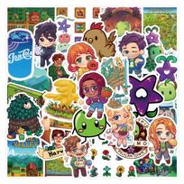 50-Piece Stardew Valley Thriller Graffiti Sticker Set - Waterproof for Suitcases, Skateboards, and Water Cups blue