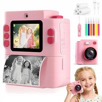 Vaikiška kamera su terminiu spausdintuvu 1080P 32GB rožinė