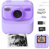 Vaikiška kamera su spausdinimu, 32GB, 3 žaidimai, 1200mAh, BPA be plastiko