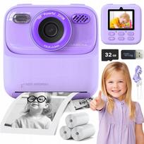 Skaitmeninis vaikų fotoaparatas 1080P 32G violetinis
