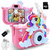 Vaikiškas fotoaparatas Unicorn Pink 12MP su 32GB SD kortele