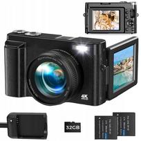 4K skaitmeninis fotoaparatas su autofokusu, 3.0" 180° ekranu, 32GB SD kortele, HDMI