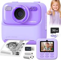 Vaikiškas momentinis fotoaparatas su dviguba 1080P kamera, violetinis