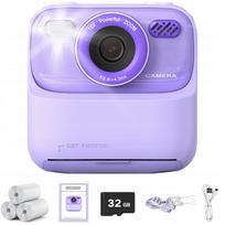 Vaikiškas momentinis fotoaparatas su 1080P HD vaizdo įrašymu, violetinis