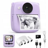 Vaikiškas skaitmeninis fotoaparatas su spausdintuvu, 32GB, violetinis