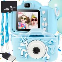 Vaikiškas skaitmeninis fotoaparatas BLUE UNICORN su 32GB kortele