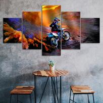 Motocross Dirt Bike Racing Sports Ride Canvas 5 Piece Five Panel Print Modern Wall Art Poster Picture Home Decor Gift For Him For Her 20X35 20X45 20X55CM black