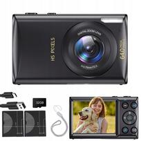 Skaitmeninis fotoaparatas 4K 64MP su 18x priartinimu, autofokusas, juodas