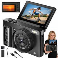 Skaitmeninis fotoaparatas 4K 64MP su pasukamu asmenukių ekranu