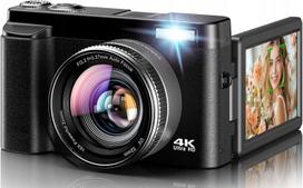 Skaitmeninis fotoaparatas 4K, 48 MP, 16x automatinis fokusavimas, 3 colių ekranas
