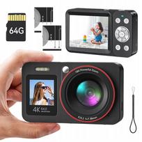 Kompaktinis 4K 64MP 18X skaitmeninis fotoaparatas su 64GB SD kortele