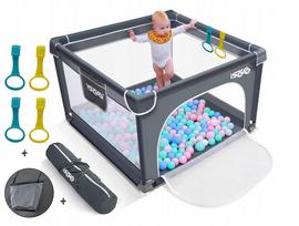 Vaikų maniežas PLAYPEN PREMIUM 90x90 cm su apsauginiais kraštais ir krepšiu, skirtas sausiems baseinams