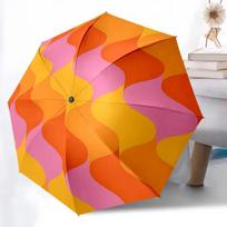 Automatiškai atsidarantis/užsidarantis sulankstomas skėtis su 8 tvirtais lankeliais, lengvas ir nešiojamas, ryškus daugiaspalvis (Rožinė, Oranžinė, Gel Iron&8K pink